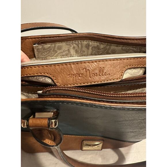 Simply Noelle Women's Shoulder Bag Purse Teal/Brown Handbag Zippers Storage - Picture 13 of 13